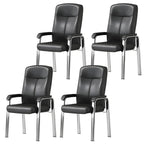 HomeyFad Modern Leather Metal 4-Leg Office Chair with Arms