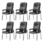 HomeyFad Modern Leather Metal 4-Leg Office Chair with Arms