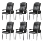 HomeyFad Modern Leather Metal 4-Leg Office Chair with Arms
