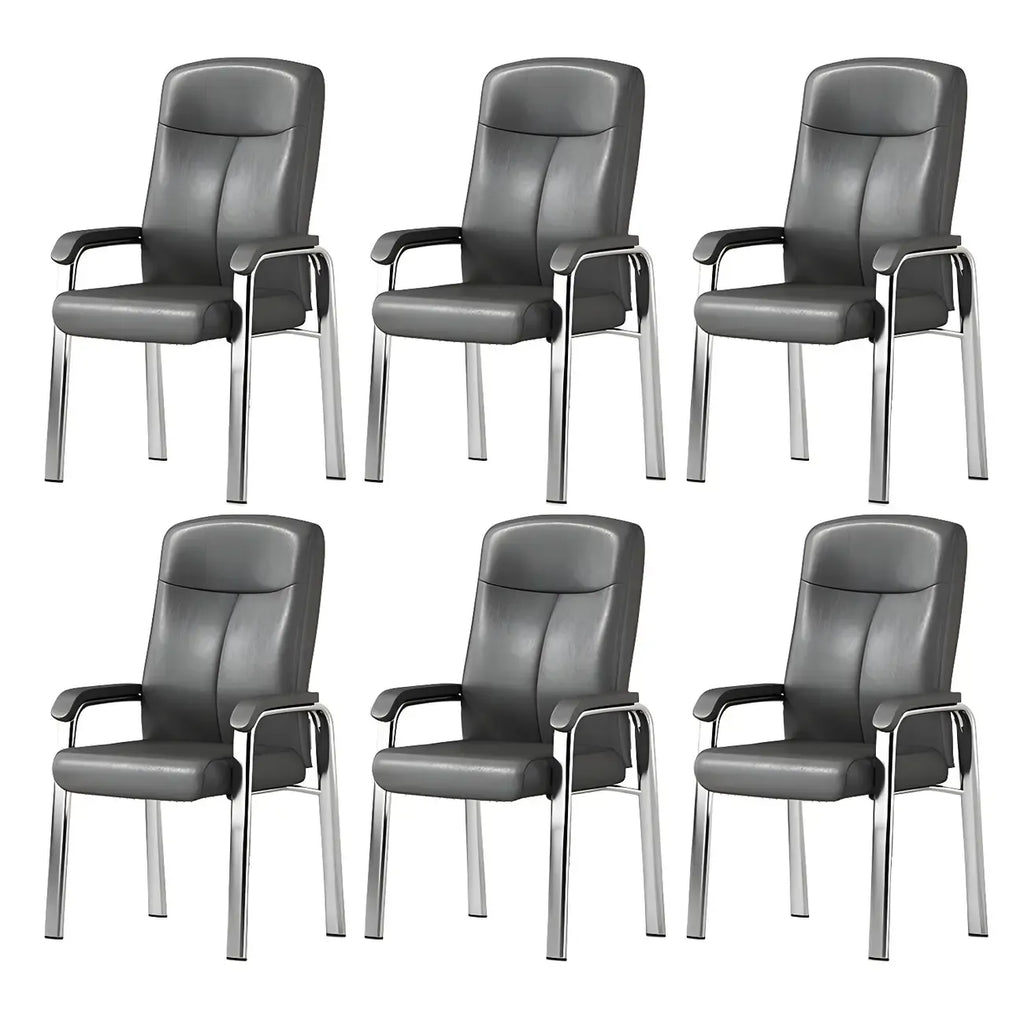 HomeyFad Modern Leather Metal 4-Leg Office Chair with Arms