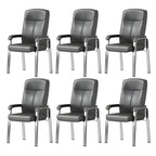 HomeyFad Modern Leather Metal 4-Leg Office Chair with Arms
