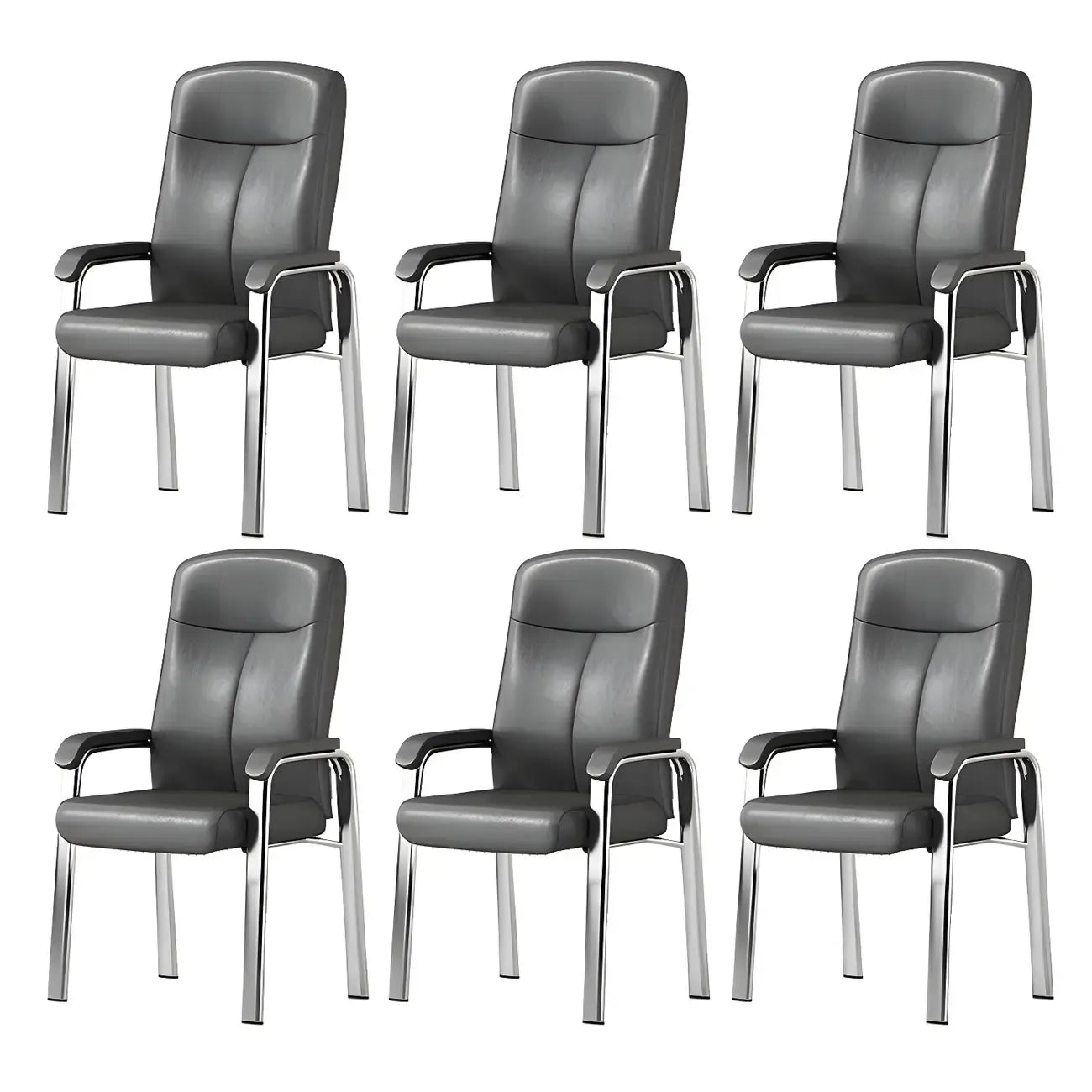 HomeyFad Modern Leather Metal 4-Leg Office Chair with Arms