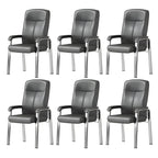 HomeyFad Modern Leather Metal 4-Leg Office Chair with Arms