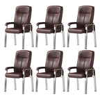 HomeyFad Modern Leather Metal 4-Leg Office Chair with Arms
