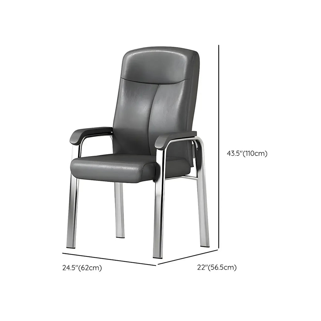 HomeyFad Modern Leather Metal 4-Leg Office Chair with Arms