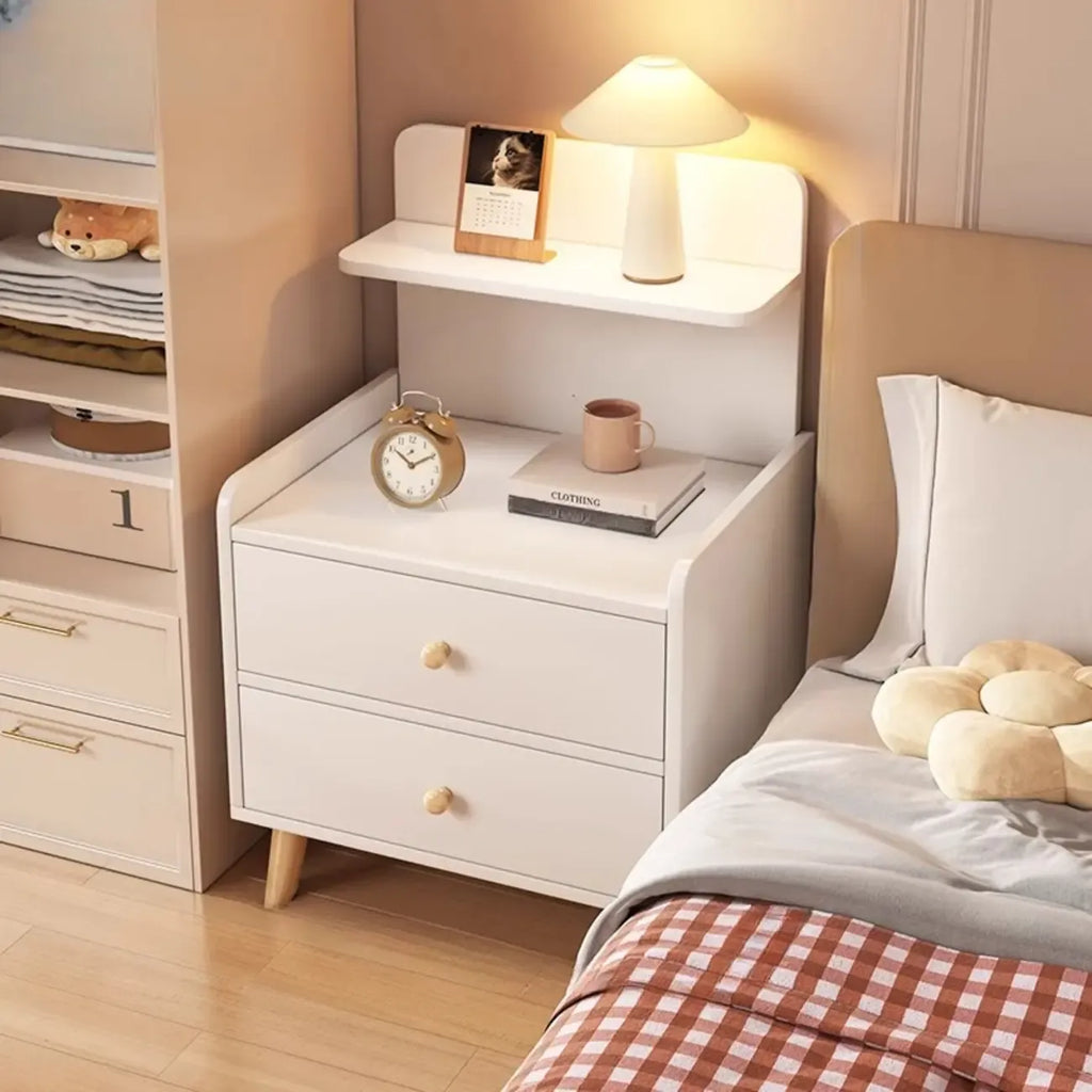 Wooden Modern Open Storage Nightstand with Drawers