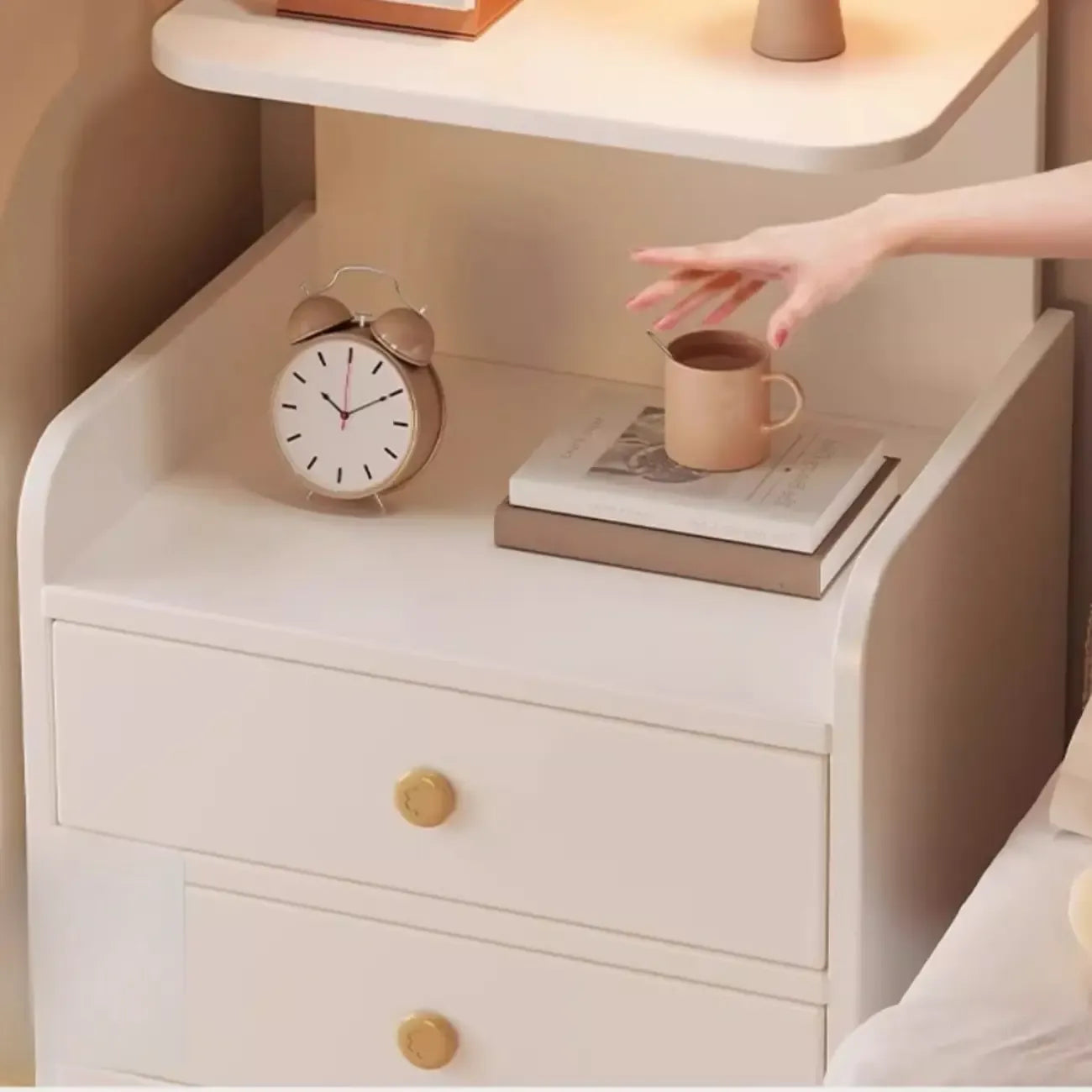 Wooden Modern Open Storage Nightstand with Drawers