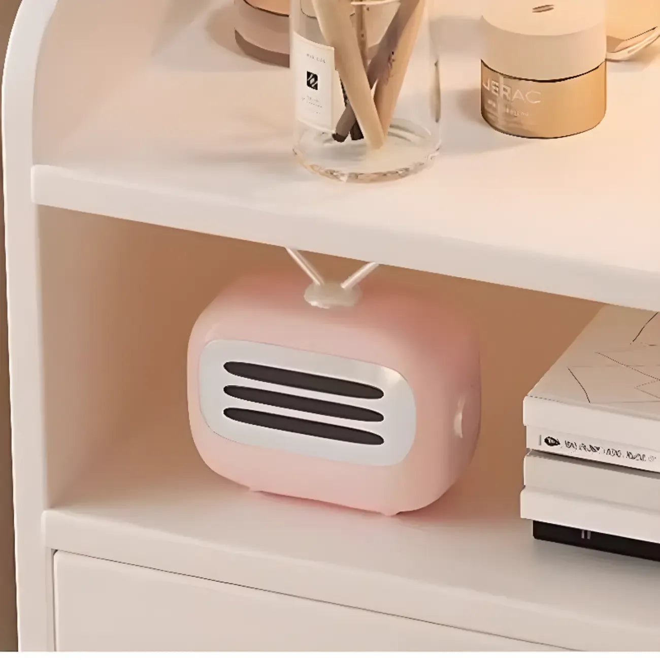 Wooden Modern Open Storage Nightstand with Drawers
