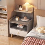 Wooden Modern Open Storage Nightstand with Drawers