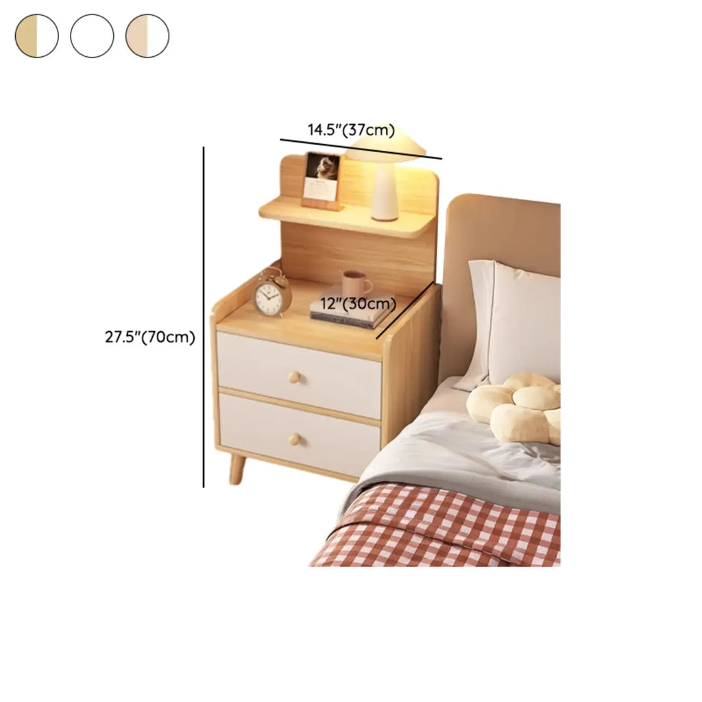Wooden Modern Open Storage Nightstand with Drawers