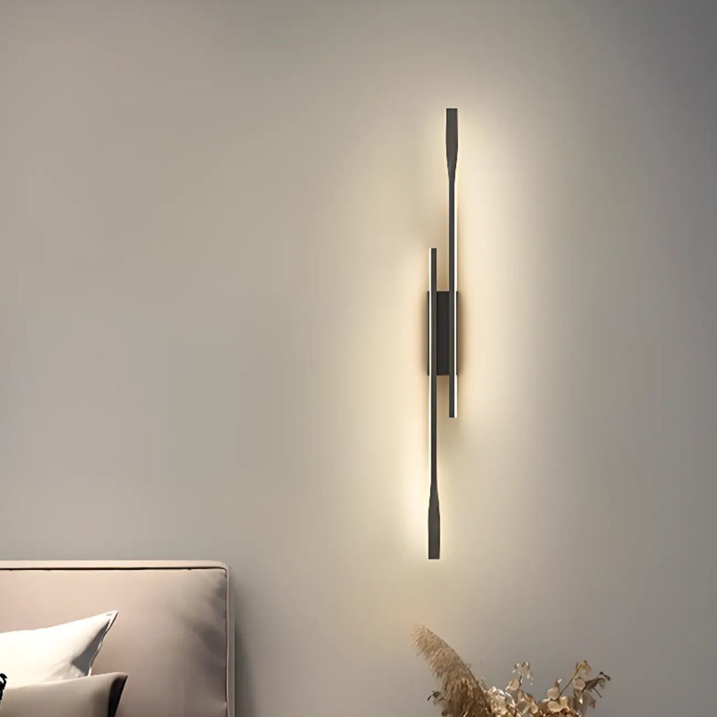 Modern Black Linear Up & Down Wall Sconce with Natural Light