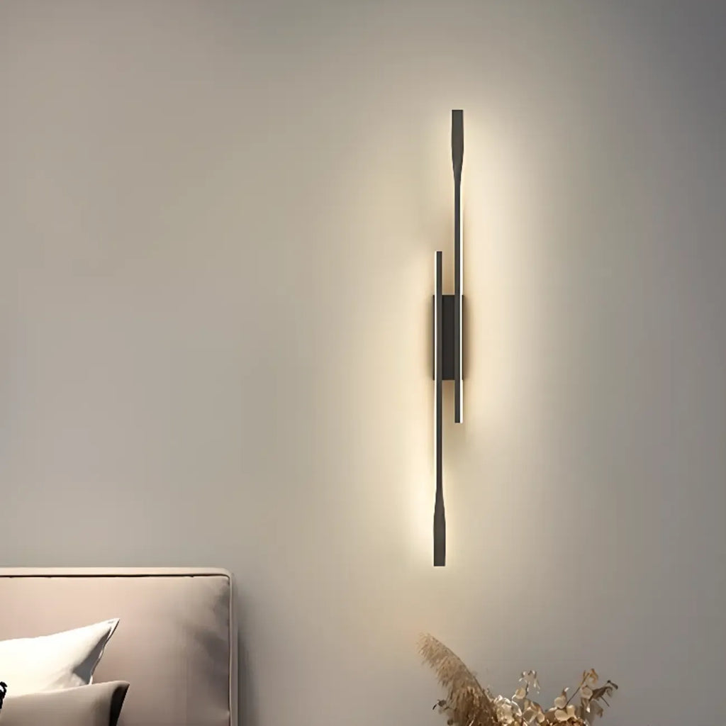 Modern Black Linear Up & Down Wall Sconce with Natural Light