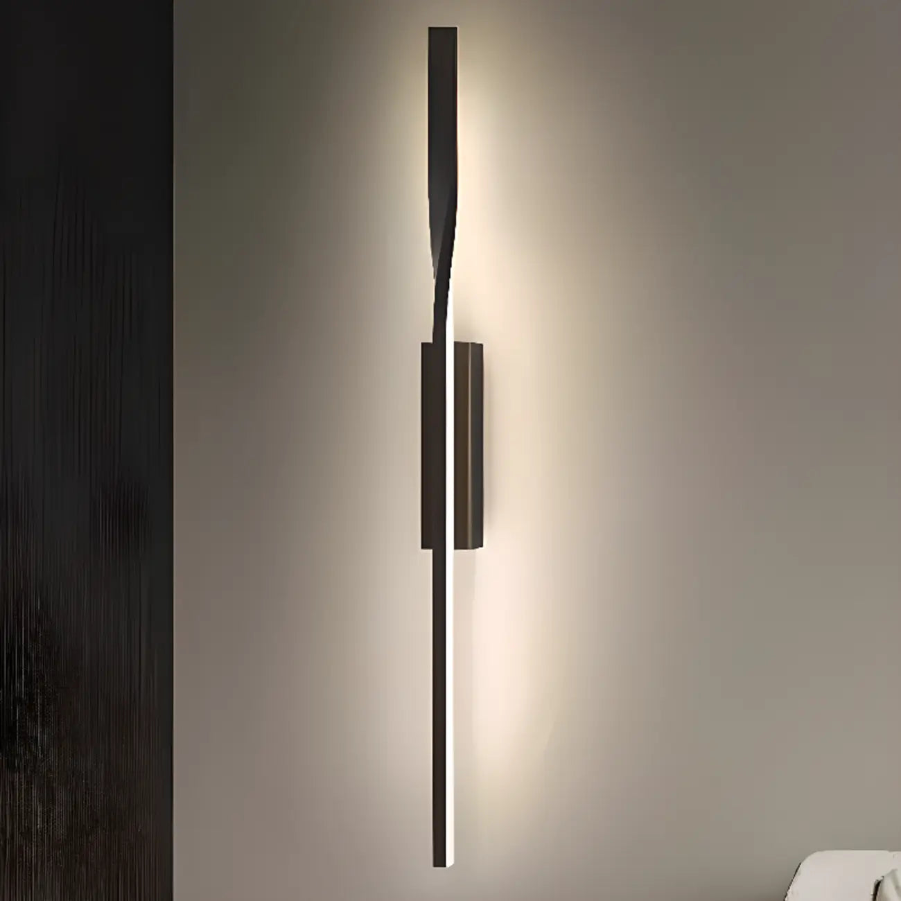 Modern Black Linear Up & Down Wall Sconce with Natural Light