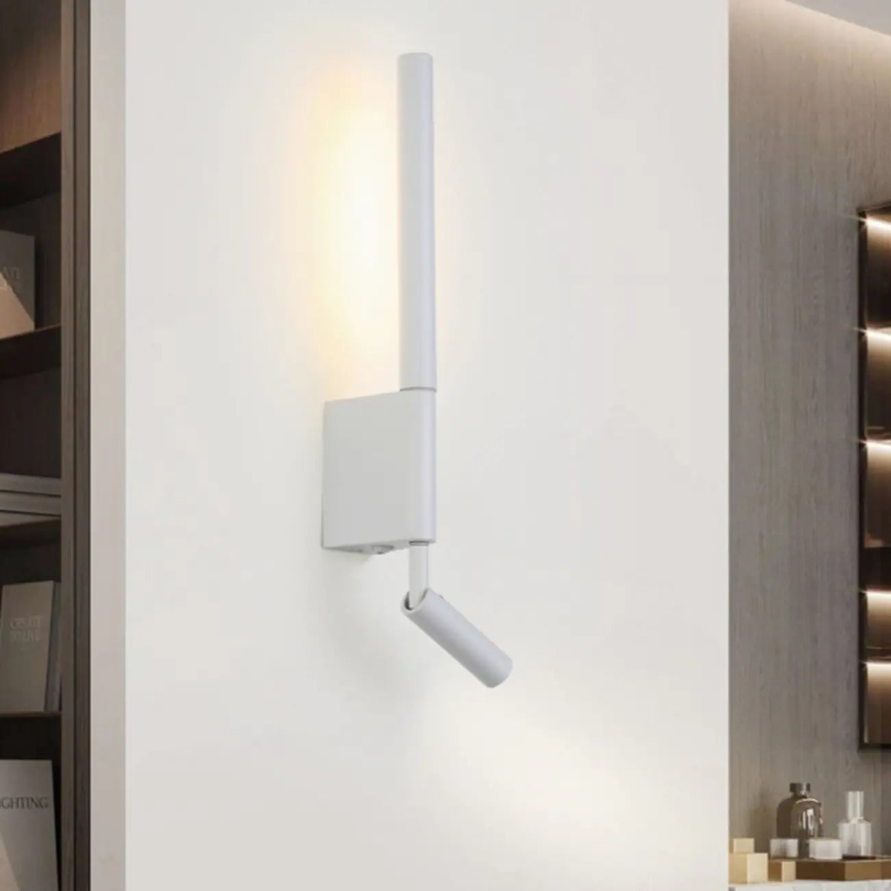 Mini Geometric White 2-Light Wall Sconce with LED for Indoor