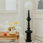 Modern Vertical Black LED Globe Floor Lamp for Living Room