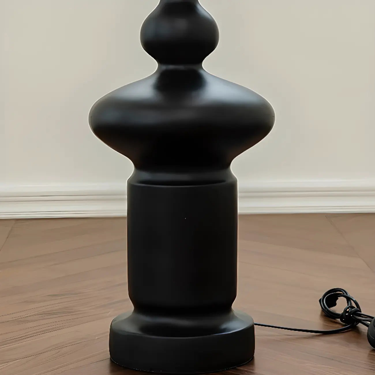Modern Vertical Black LED Globe Floor Lamp for Living Room