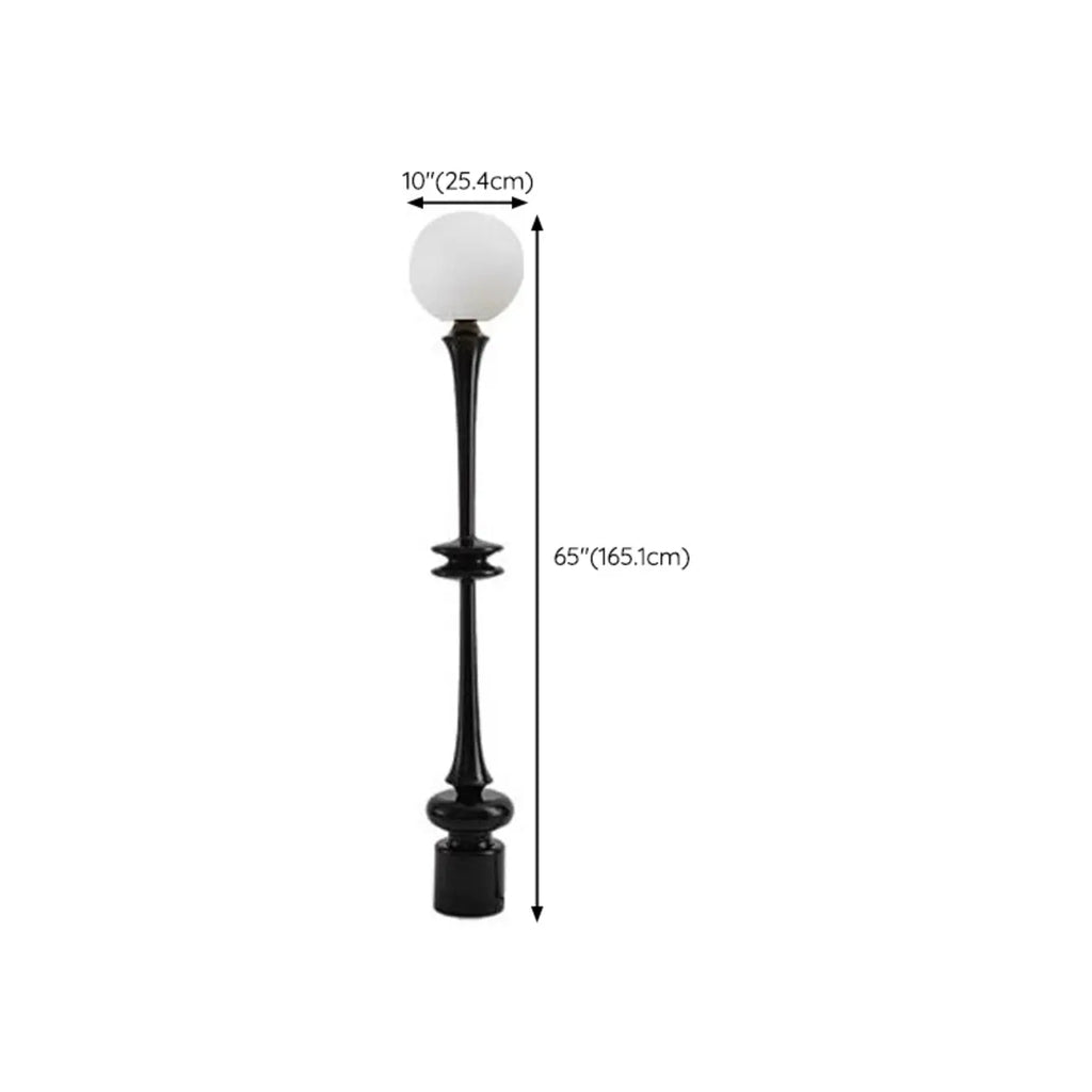 Modern Vertical Black LED Globe Floor Lamp for Living Room