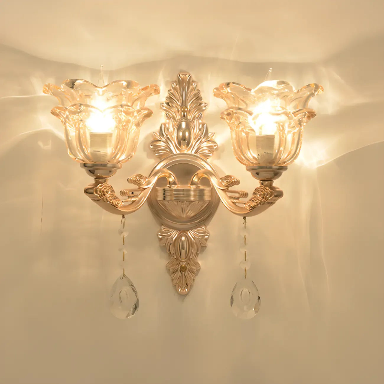 Mini Antique Gold Wall Sconce with Geometric Crystal Shade
