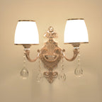 Mini Antique Gold Wall Sconce with Geometric Crystal Shade