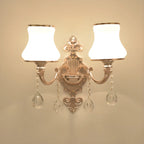 Mini Antique Gold Wall Sconce with Geometric Crystal Shade