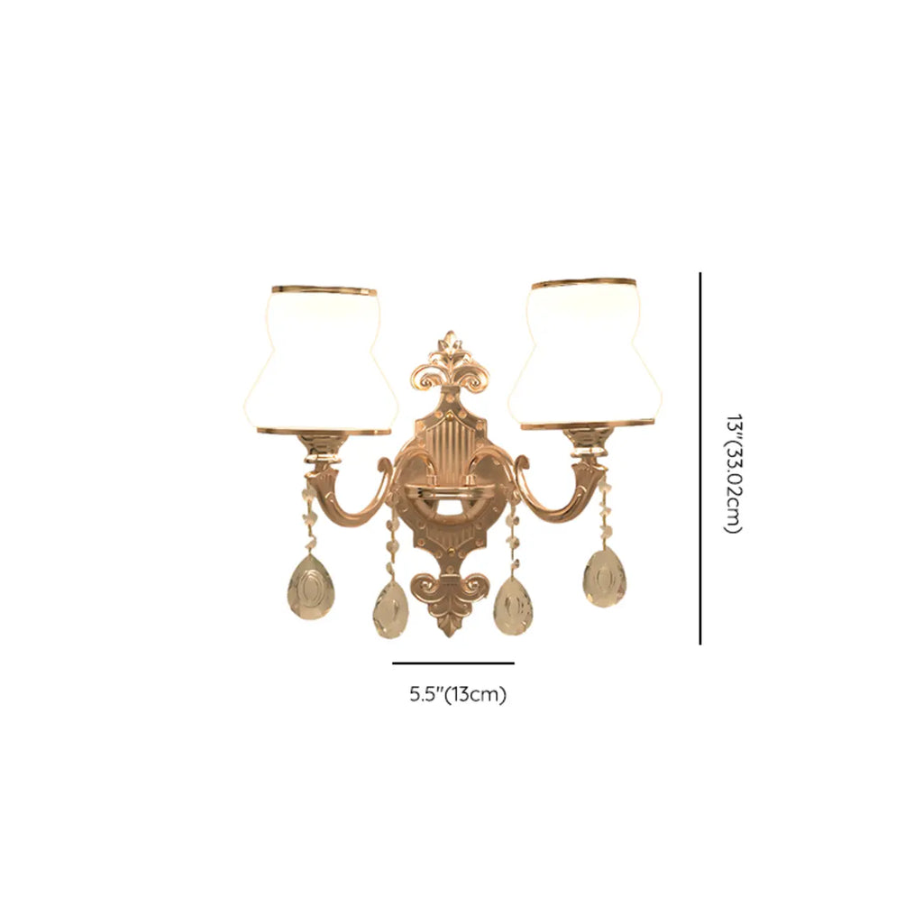 Mini Antique Gold Wall Sconce with Geometric Crystal Shade