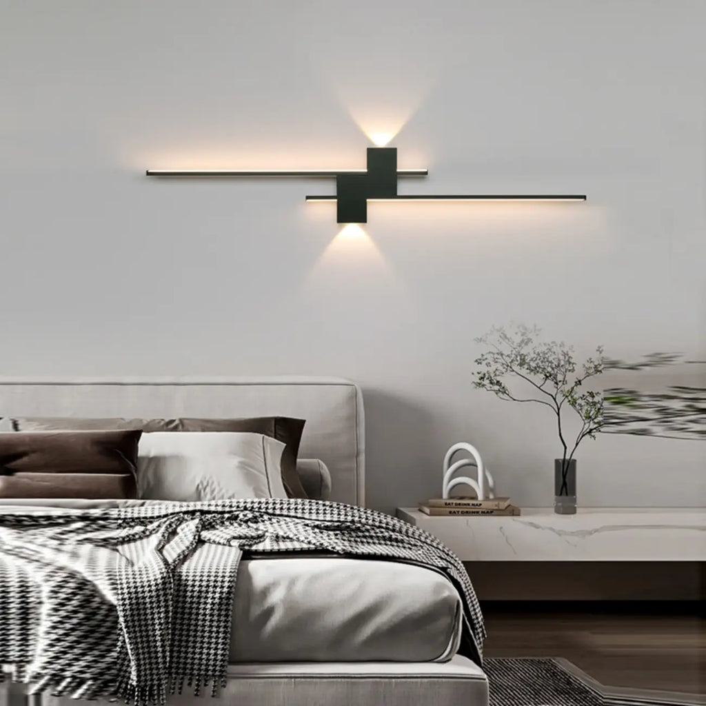 5-Light Modern Black Linear LED Wall Sconce for Bedroom