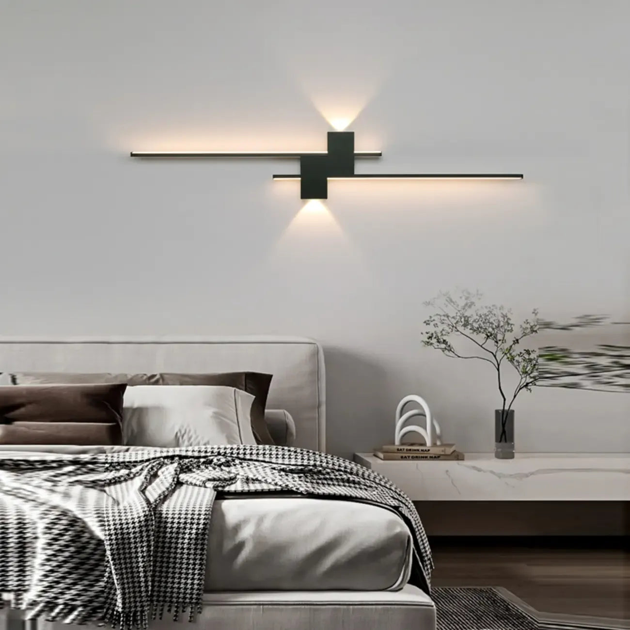 5-Light Modern Black Linear LED Wall Sconce for Bedroom