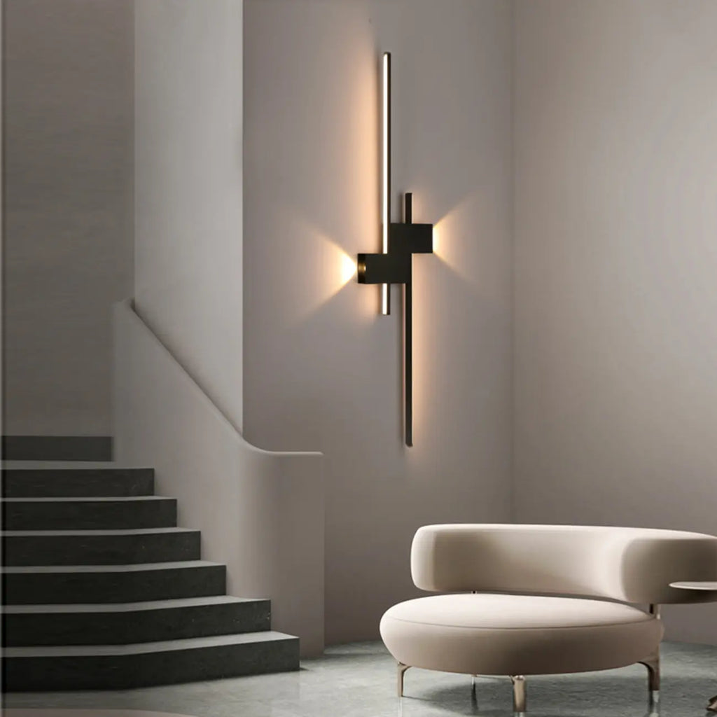 5-Light Modern Black Linear LED Wall Sconce for Bedroom