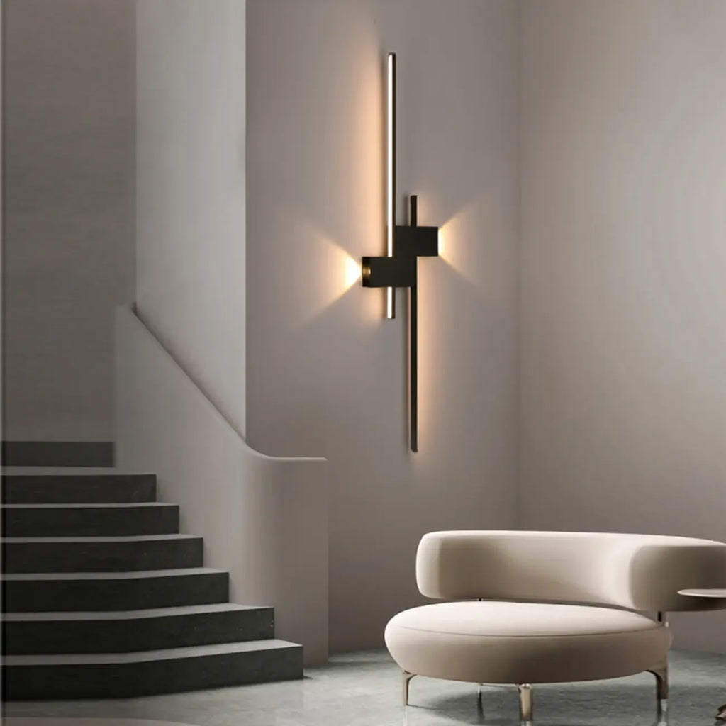 5-Light Modern Black Linear LED Wall Sconce for Bedroom