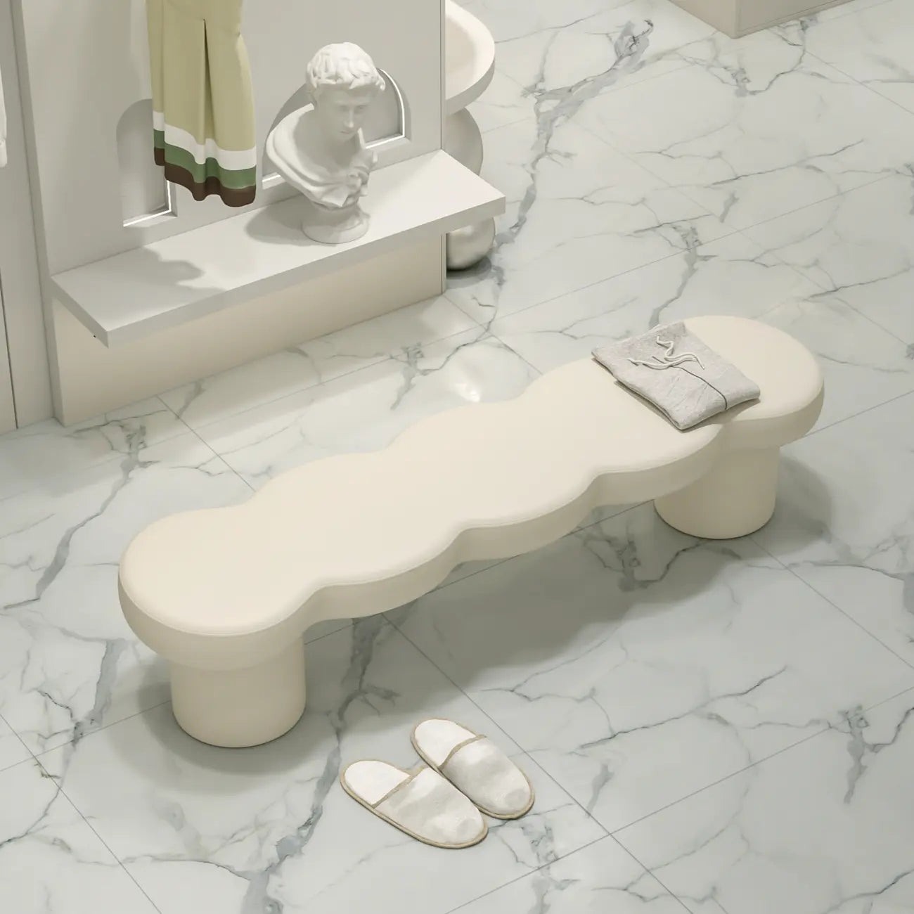 Upholstered Short Modern Solid Color Bench for Bedroom