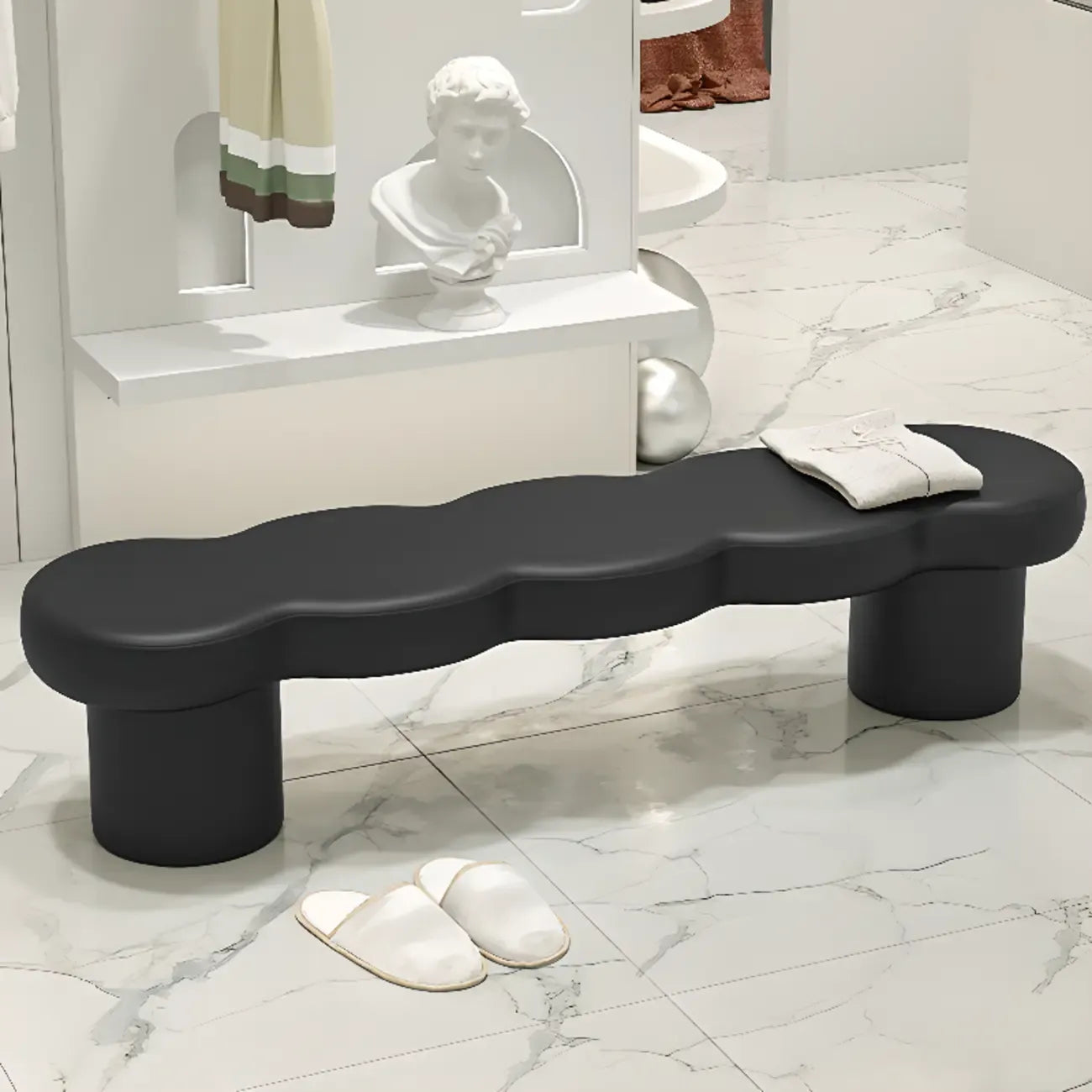 Upholstered Short Modern Solid Color Bench for Bedroom