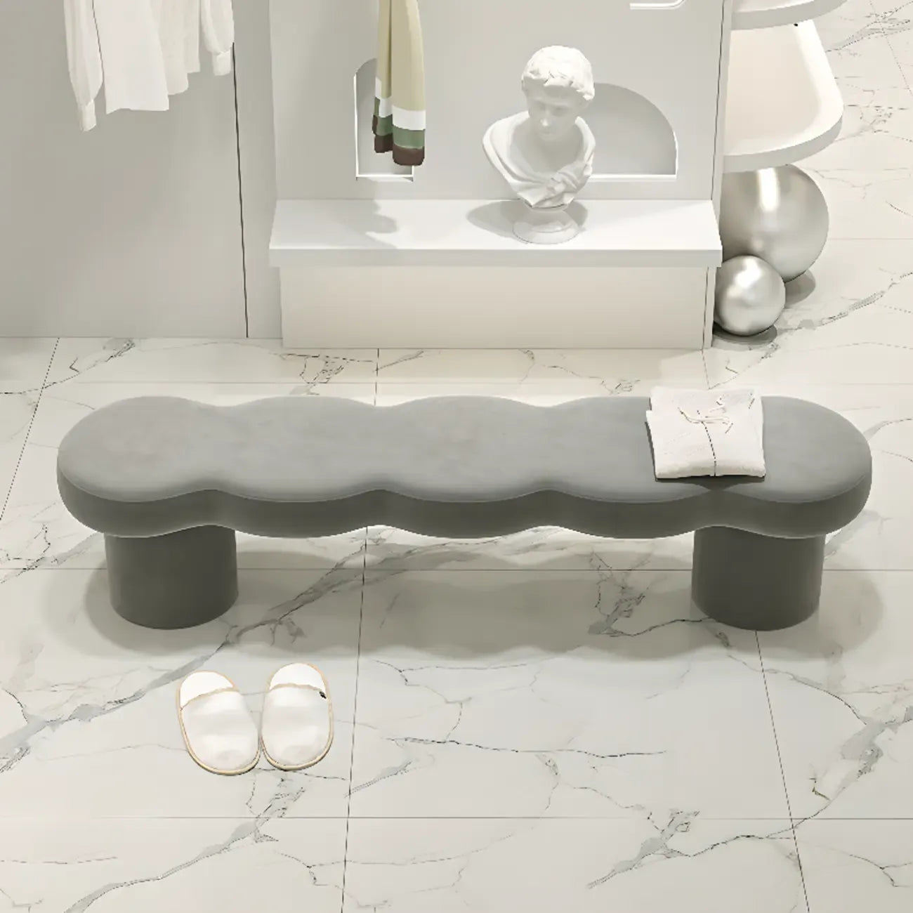 Upholstered Short Modern Solid Color Bench for Bedroom