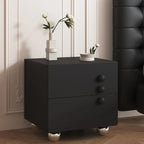 Contemporary Glossy Cream Wooden 2-Drawer Nightstand