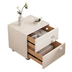 Contemporary Glossy Cream Wooden 2-Drawer Nightstand