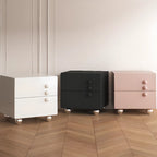 Contemporary Glossy Cream Wooden 2-Drawer Nightstand