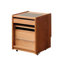 Natural Finish Wood Storage Nightstand with Legs