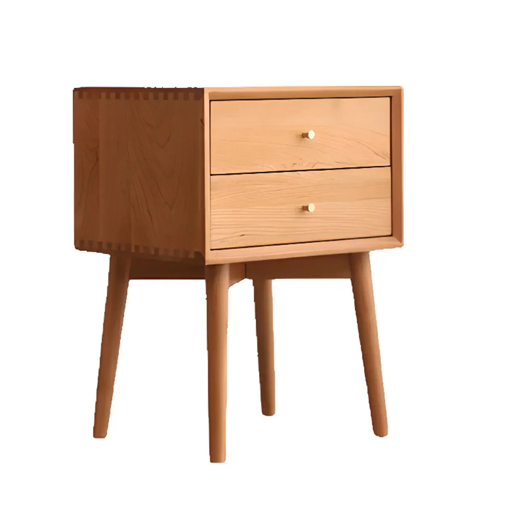 Natural Finish Wood Storage Nightstand with Legs