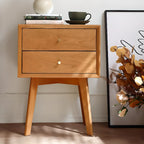 Natural Finish Wood Storage Nightstand with Legs