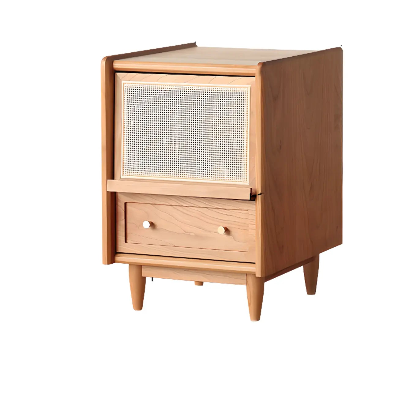 Natural Finish Wood Storage Nightstand with Legs