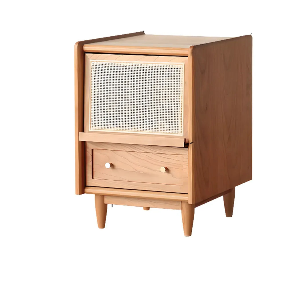 Natural Finish Wood Storage Nightstand with Legs