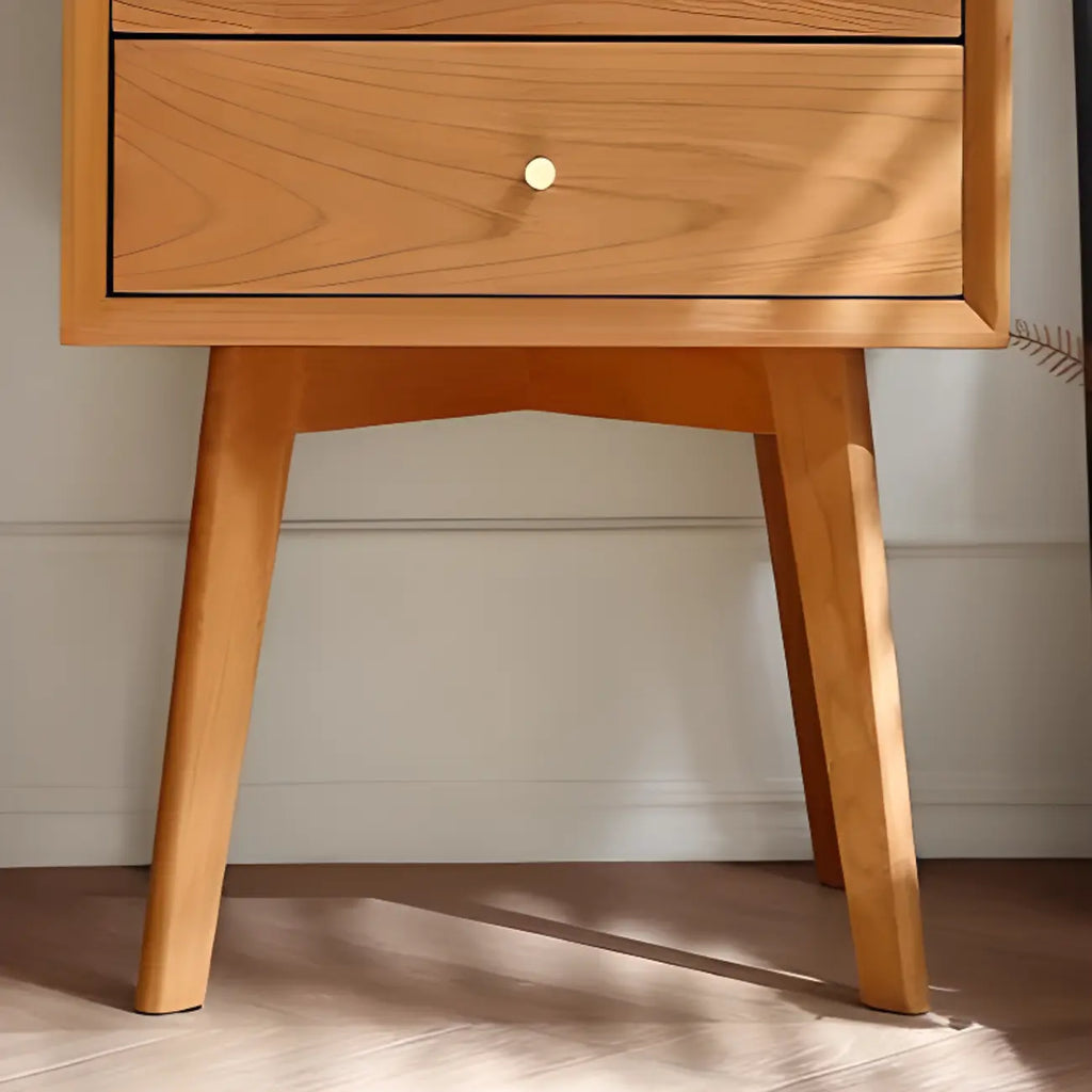 Natural Finish Wood Storage Nightstand with Legs