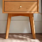Natural Finish Wood Storage Nightstand with Legs