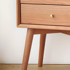 Natural Finish Wood Storage Nightstand with Legs