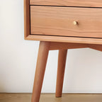 Natural Finish Wood Storage Nightstand with Legs