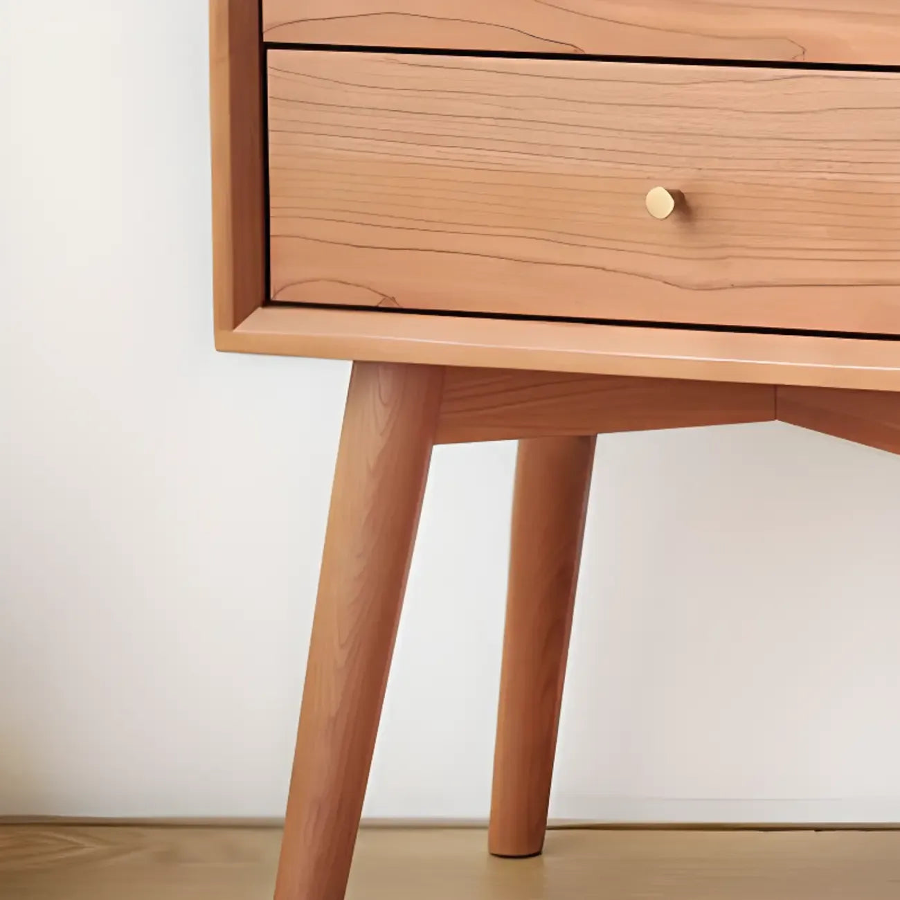 Natural Finish Wood Storage Nightstand with Legs