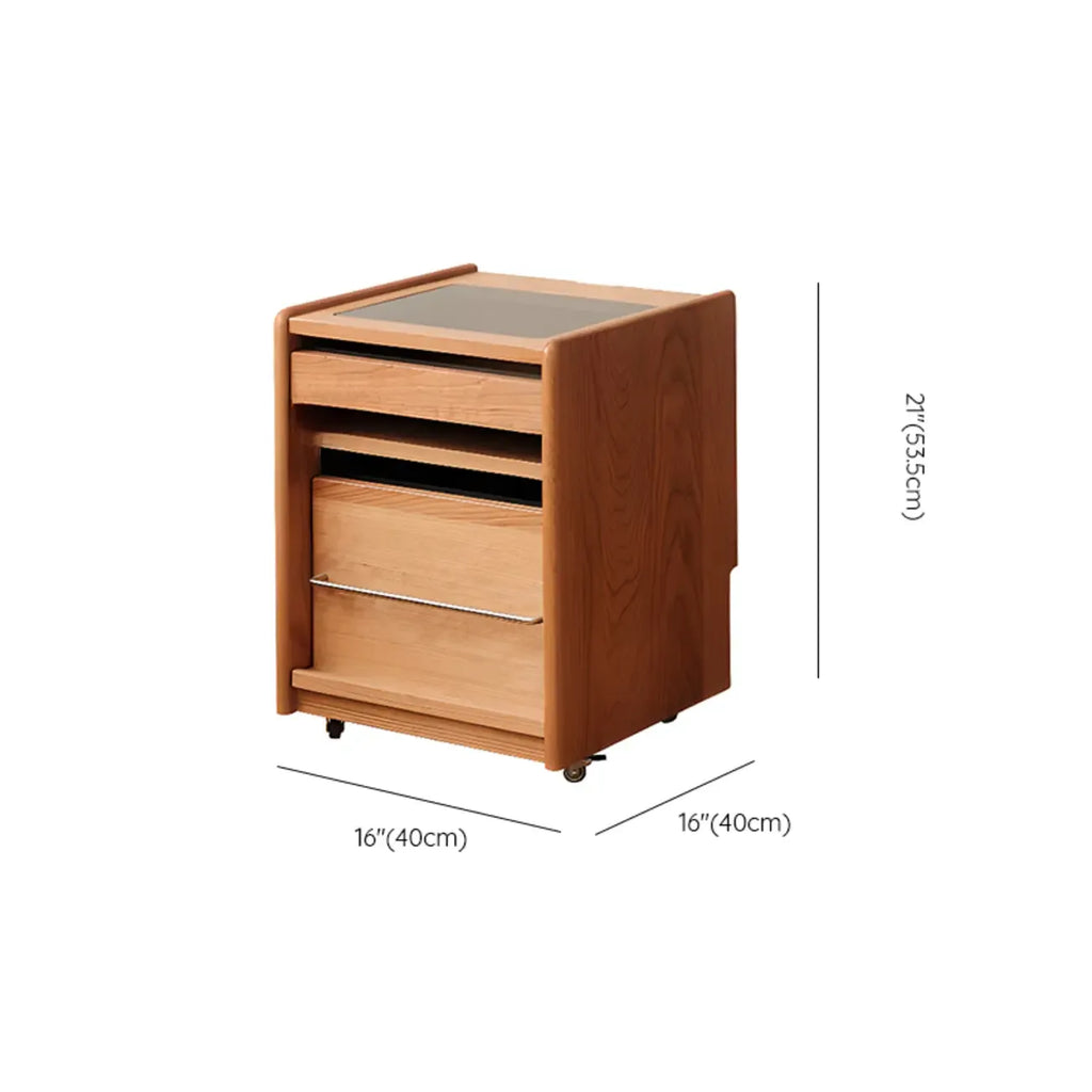 Natural Finish Wood Storage Nightstand with Legs