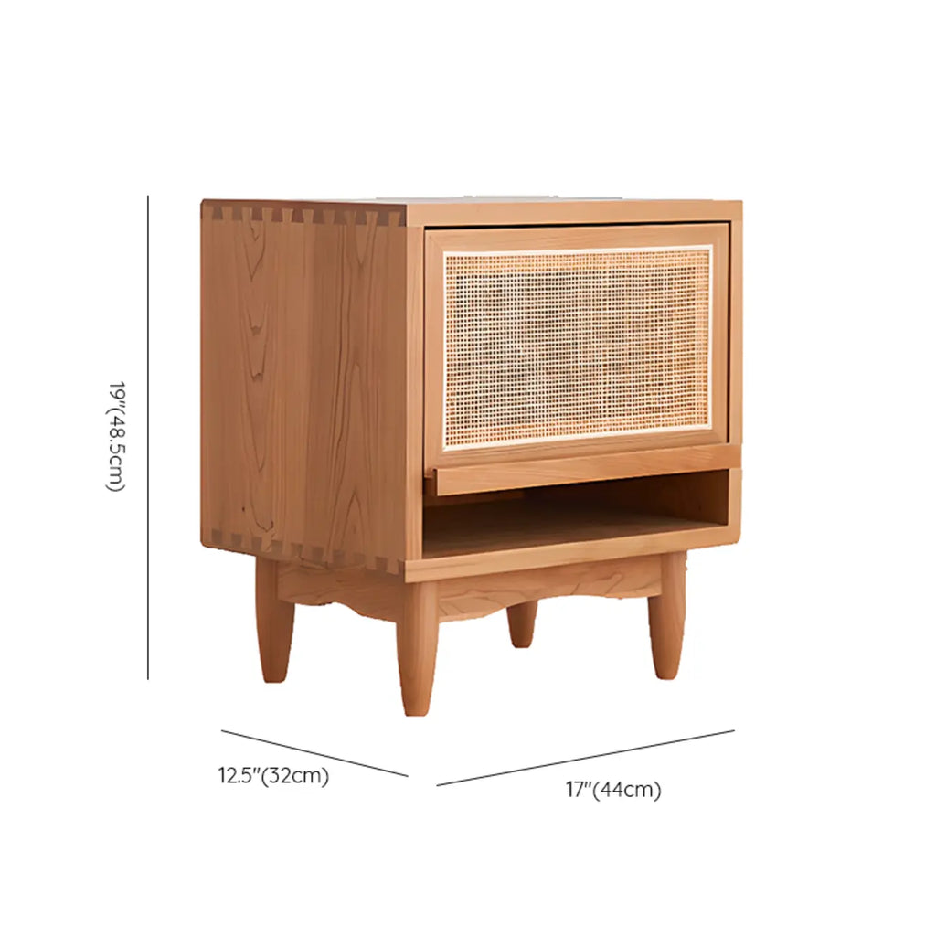 Natural Finish Wood Storage Nightstand with Legs