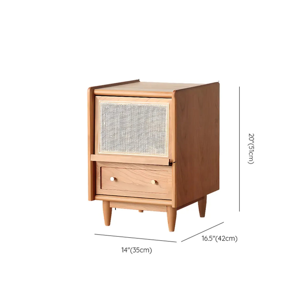 Natural Finish Wood Storage Nightstand with Legs