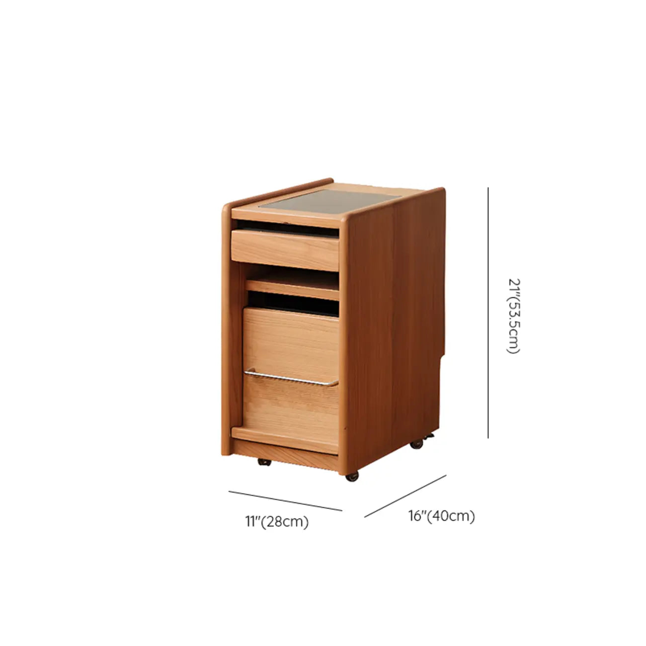 Natural Finish Wood Storage Nightstand with Legs