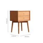 Natural Finish Wood Storage Nightstand with Legs